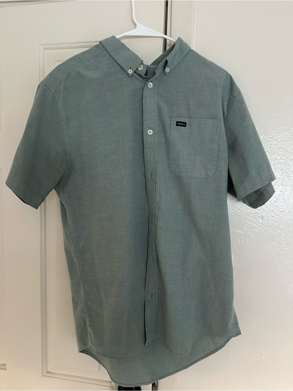 RVCA Sage Green Short Sleeve Button-Down Shirt